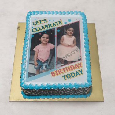 1st Birthday photo cake for baby girl