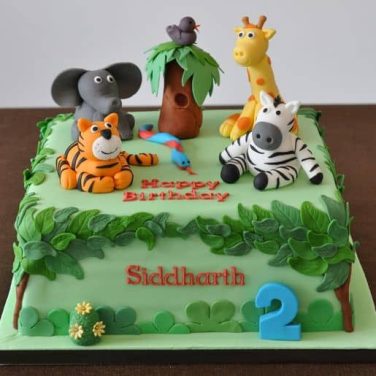 jungle theme birthday cake