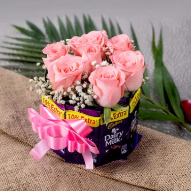 Pink Flower and Chocolate Combo