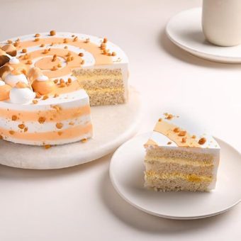 blissful cake piece on a plate