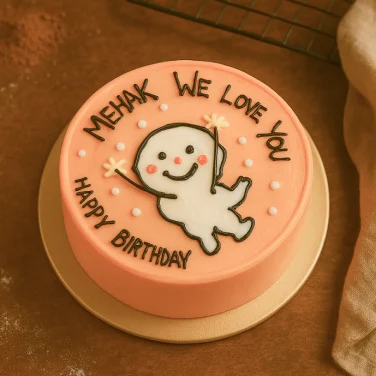 Birthday Hug Mini Cake with orange icing in round shape