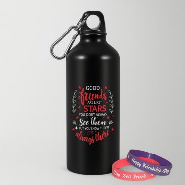 Happy Friendship Day Aluminium Sipper Bottle with Band