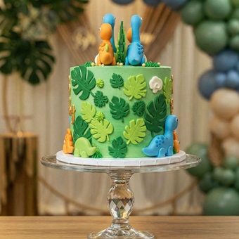 oh baby dino theme cake back view